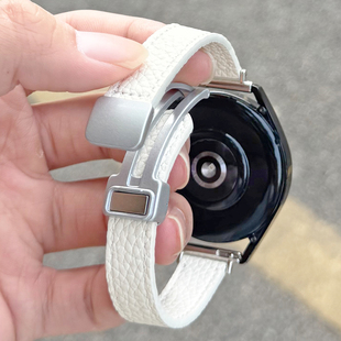 拼色荔枝纹细款 磁吸GT5适用华为GT6手表watch4表带苹果11小米9PRO