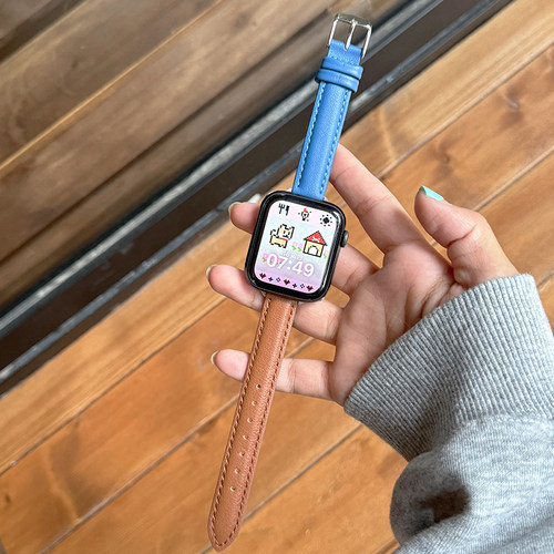 撞色真皮小蛮腰适用iwatch表带