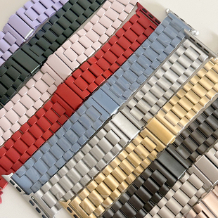 高级三株不锈钢金属iwatch表带s9适用苹果applewatch华为GT3手表4