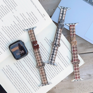 小熊毛呢皮革双钉细款 GT5适用华为GT6手表watch4表带小米3苹果s11