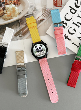 帆布尼龙新款GT4适用gt2华为GT3手表watch4pro表带荣耀小米苹果s9