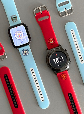 硅胶曼城曼联适用GT3华为手表gt2新款watch4pro表带3足球22通用20