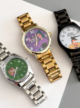 适用三福动漫小新卡通手表五株弧口金属不锈钢表带新款20mm腕带18