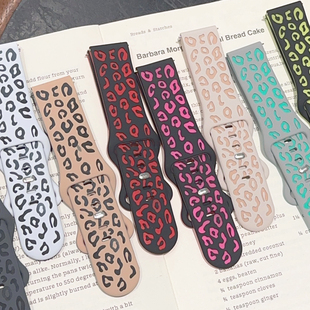 雕刻豹纹硅胶双色GT5适用华为GT3手表watch表带GT4苹果S9小米荣耀