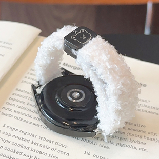 秋冬毛绒磁吸小熊GT6适用华为GT4手表watch5表带FIT4苹果S11小米3