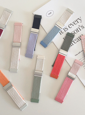 编织纹适用华为手表gt2拼色尼龙GT3回环watch3表带4pro弹力22新款