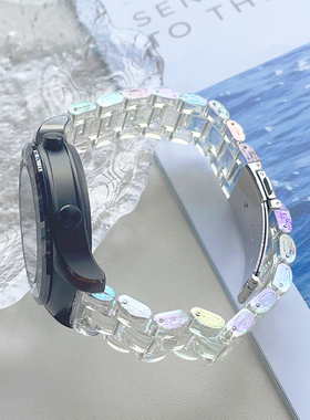 幻彩透明链条彩色表带适用华为手表gt2夏天GT3小众watch4pro新款3