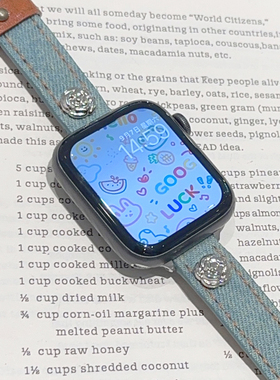 山茶花牛仔皮革GT4适用华为GT3手表watch4pro表带iwatch苹果女款9