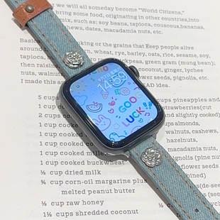 山茶花牛仔皮革GT4适用华为GT3手表watch4pro表带iwatch苹果女款