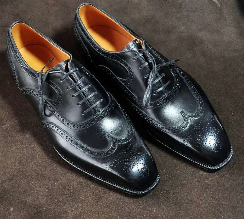 固特异男鞋 牛津布洛克雕花款正装通勤上班鞋流行男皮鞋手工定制