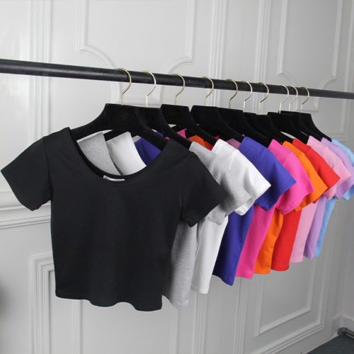 露脐短袖t恤女夏纯棉漏肚脐高腰