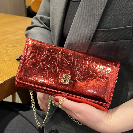 钱包女2026新款手机包高档头层牛皮卡包长款真皮钱夹宴会小手拿包