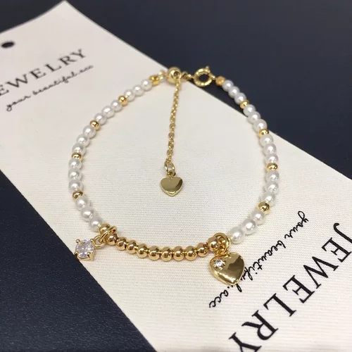 设计款诸暨高亮天然淡水珍珠手链baby珠小米珠爱心锆石珍珠手饰