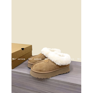 厚底塔茨特tazz雪地靴2025冬季新款羊皮毛一体一脚蹬松糕保暖棉鞋