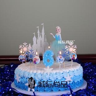 饰摆件插旗艾莎安娜雪宝玩偶插件公主做生日女孩子 冰雪奇缘蛋糕装