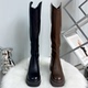长靴女长筒靴秋冬加绒靴子粗跟高跟10cm增高不过膝小个子高筒靴女