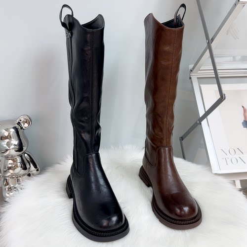 2025年新款女秋冬美拉德风长筒靴