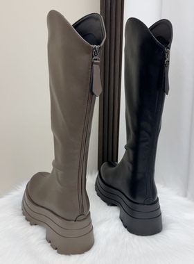 7cm增高女2025新款秋冬加绒小个子不过膝高筒骑士靴粗腿瘦瘦靴子