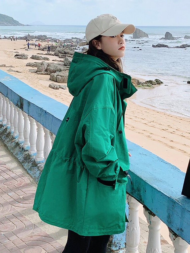 출산 가을 재킷 여성 2024 초가을 새로운 봄 가을 대형 느슨한 작은 가을 배꼽 외부 상단을 덮고