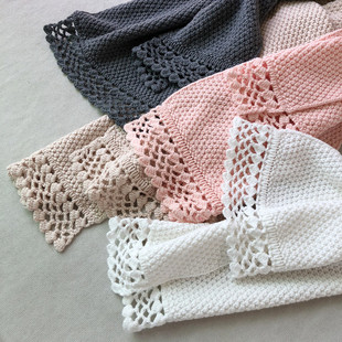 东润莲 100%棉线手勾花妈妈围脖领巾 秋冬加厚保暖全棉针织小围巾