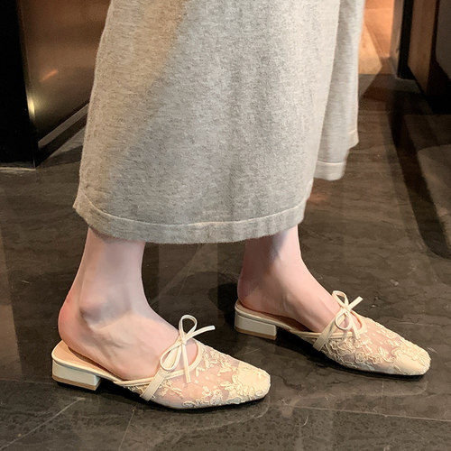 淑女风包头半拖鞋女外穿夏配裙