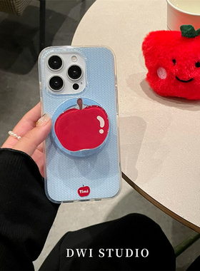 DWI STUDIO圣诞蓝针织红苹果支架磁吸手机壳16promax/14适用苹果15pro/15promax/13新款iPhone16双层壳