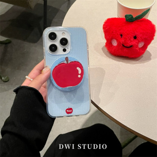 13新款 DWI 15promax 14适用苹果15pro iPhone16双层壳 STUDIO圣诞蓝针织红苹果支架磁吸手机壳16promax