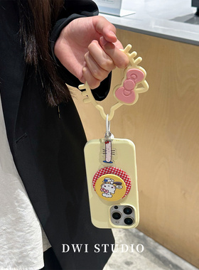 DWI STUDIO可爱厨师Kitty磁吸支架挂绳手机壳17promax全包AI按键适用苹果15promax/13新款iPhone16液态硅胶壳