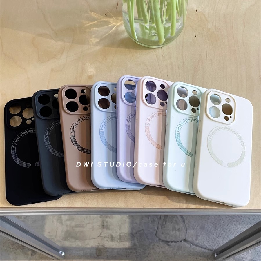 纯色液态硅胶全包磁吸手机壳