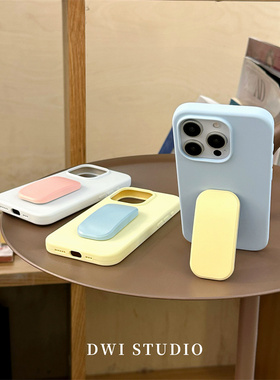 DWI STUDIO简约高级感纯色液态硅胶推拉支架手机壳17promax/14适用苹果15pro/15promax/13新款iPhone16/xsmax