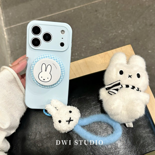 DWI STUDIO可爱蓝色米菲磁吸支架挂绳手机壳17promax全包AI按键适用苹果16promaxiPhone16液态硅胶壳15/14
