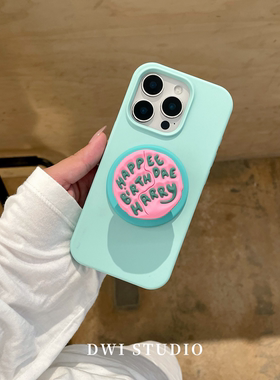 DWI STUDIO小众薄荷绿粉蛋糕磁吸支架挂绳手机壳17promax全包AI按键适用苹果15promaxiPhone16液态硅胶壳