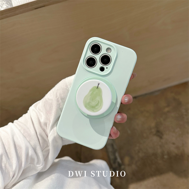 DWI STUDIO春天薄荷绿梨子磁吸支架手机壳16promax/14适用苹果15pro/15promax/13新款iPhone16液态硅胶壳