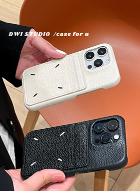DWI STUDIO插卡马吉拉高级感情侣皮壳手机壳17promax/14适用苹果15pro/16promax/13新款iPhone16硬壳半包