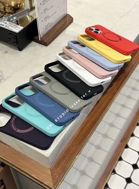 DWI STUDIO简约纯色磁吸液态硅胶手机壳17promax/14适用苹果iPhone15pro/15情侣iPhone14promax/16p/13