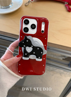 DWI STUDIO新年红色小马磁吸支架手机壳17promax适用苹果16promaxiPhone16壳15/14