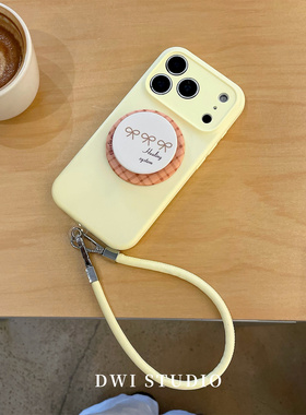 DWI STUDIO简约奶黄花花磁吸支架手机壳17promax全包AI按键适用苹果16promaxiPhone16液态硅胶壳15/14