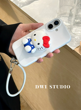 DWI STUDIO少女心红蓝kitty立体支架手机壳17promax/14适用苹果15pro/15promax/13新款iPhone16液态硅胶壳