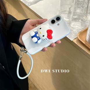 DWI STUDIO少女心红蓝kitty立体支架手机壳17promax/14适用苹果15pro/15promax/13新款iPhone16液态硅胶壳