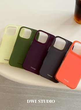 DWI STUDIO简约纯色秋冬复古磨砂橙色手机壳17promax全包AI按键适用苹果16promaxiPhone16双层印花壳15/14