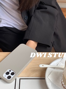 ins纯色气质卵石灰色液态硅胶手机壳14适用苹果17promax/13pro/11中性12手机壳14pro/15pro陶土色16Pro