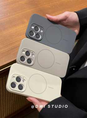 DWI STUDIO超薄液态硅胶卵石灰磁吸手机壳16promax/14适用苹果17promax相机按键全包新款iPhone17pro岩石灰色
