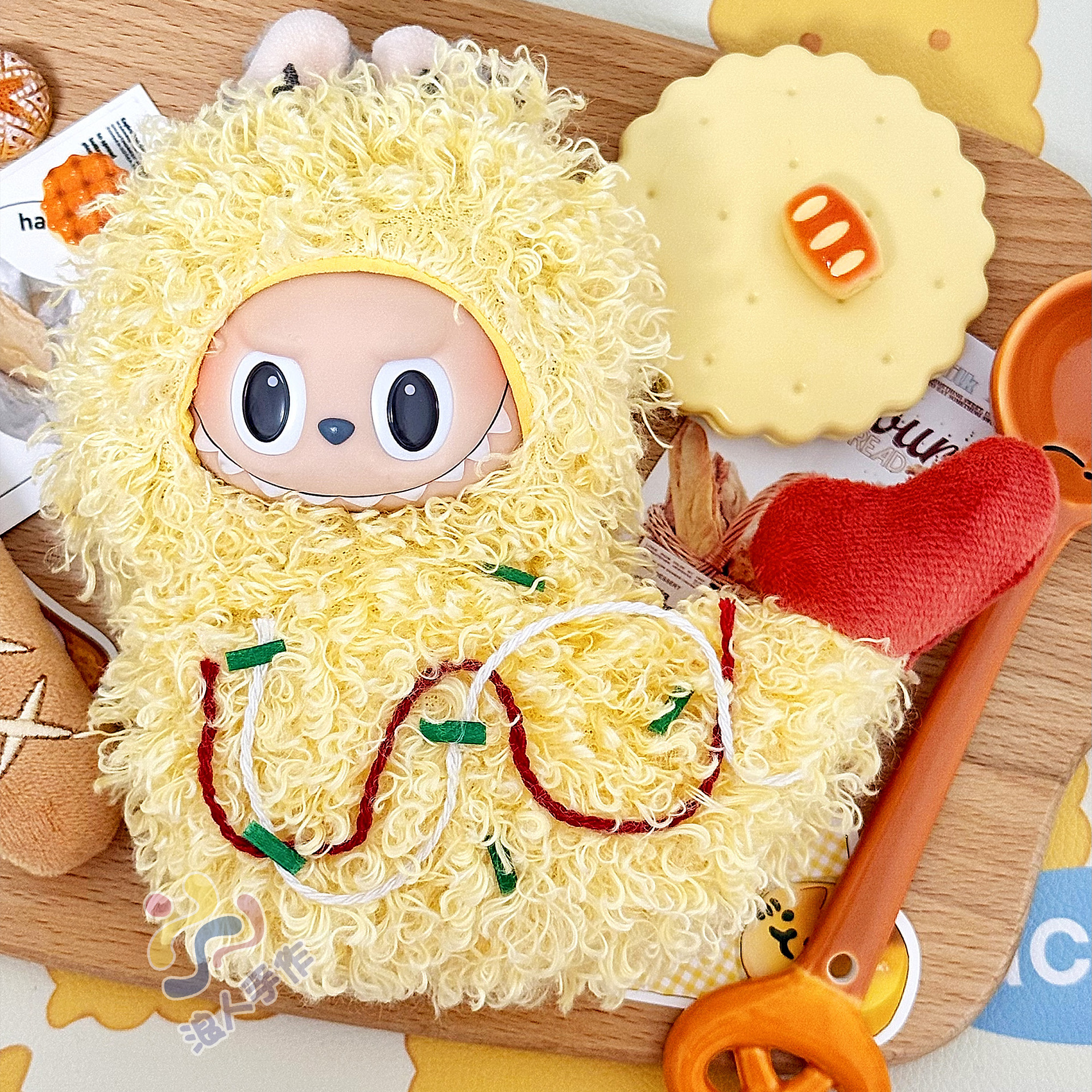 labubu3.0娃衣17cm拉布布搪胶一代二代坐坐派对天妇罗炸虾连体衣