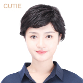 女生微卷层次短卷发 直发套送妈妈 手织顶心 利落短款 娇滴滴假发