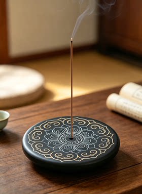 灵璧磬石香插摆件杯垫文创产品