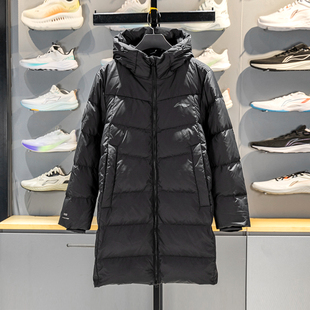 李宁羽绒服男款长款2025冬季新款80%鸭绒保暖连帽过膝外套AYMV213