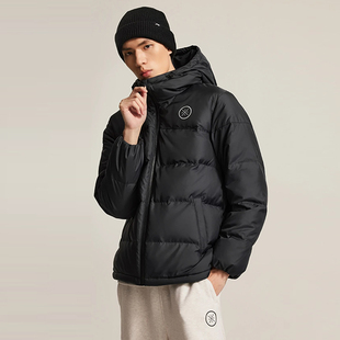 李宁羽绒服男短款 韦德防泼水80%鹅绒保暖连帽外套AYMV065 2025新款