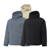 李宁男子短羽绒服2025新款 防泼水80%鸭绒保暖宽松连帽外套AYMV295