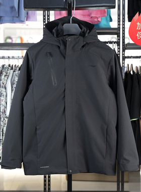 李宁三合一冲锋衣男女两件套2024冬新款加绒保暖外套AWBU007 050