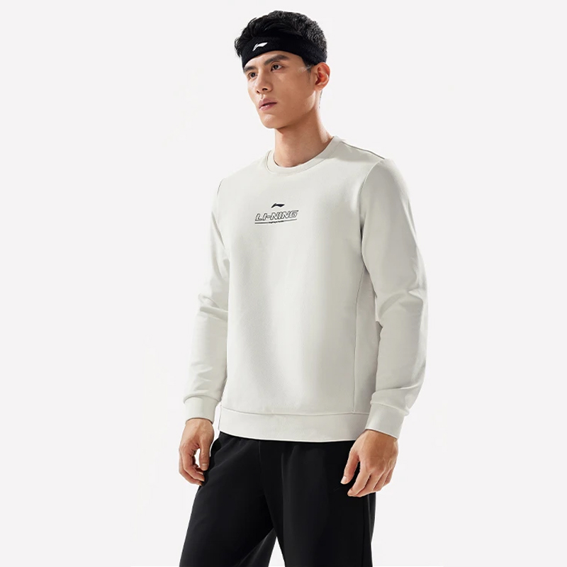 李宁男加绒保暖卫衣针织无帽上衣